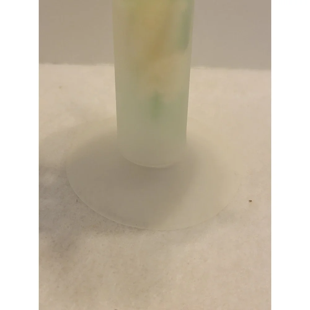 Avon Glass Floral Arrangement Bouquet Frosted Vase Art Glass Multicolor